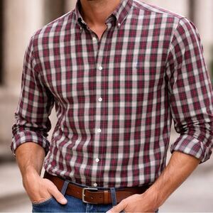 Ralph Lauren Red and Gray Plaid Button-Down Shirt